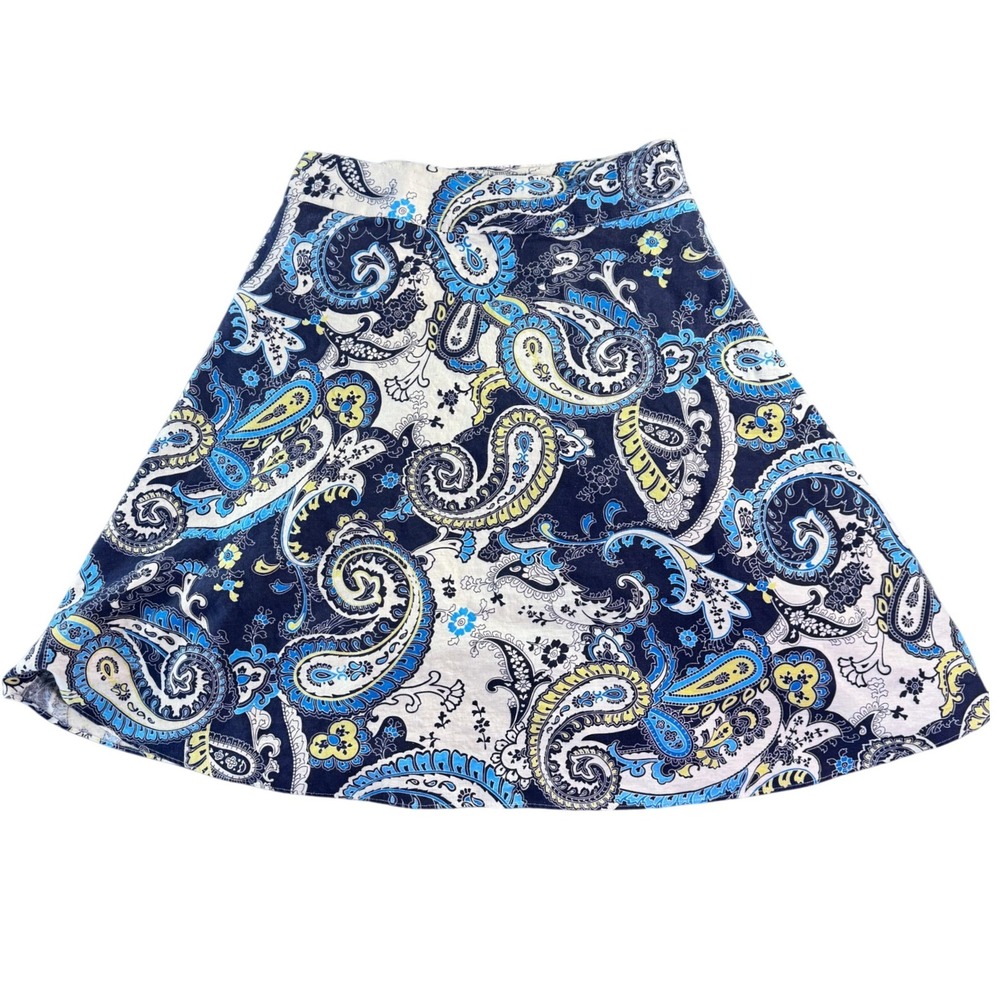 Liz Claiborne Linen Blend Paisley A-Line Mini Skirt Size 8 Coastal Grandma